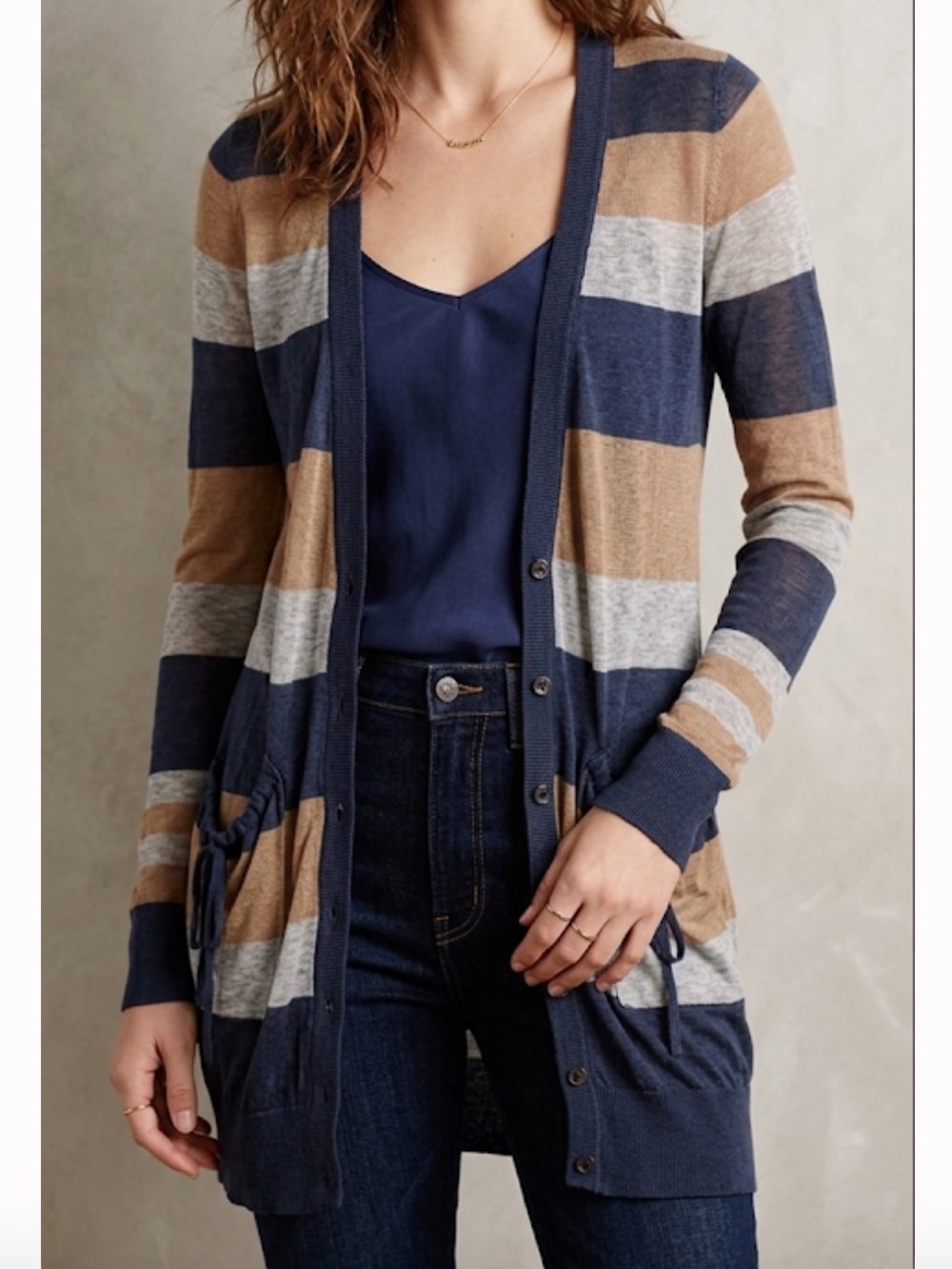 ANTHROPOLOGIE | YOON Semi-Sheer Striped Cardigan Longline Medium